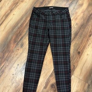 Maurices Checkered Ankle Pants - Black and Dark Red
